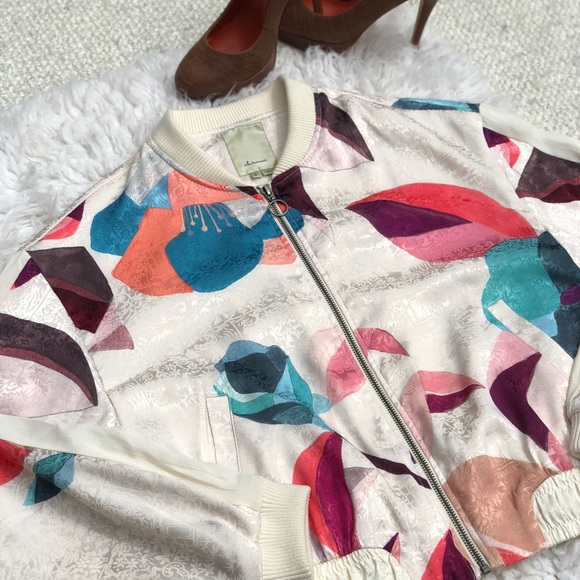 Anthropologie Elevenses Geo Zip Up Bomber Jacket - Picture 3 of 8